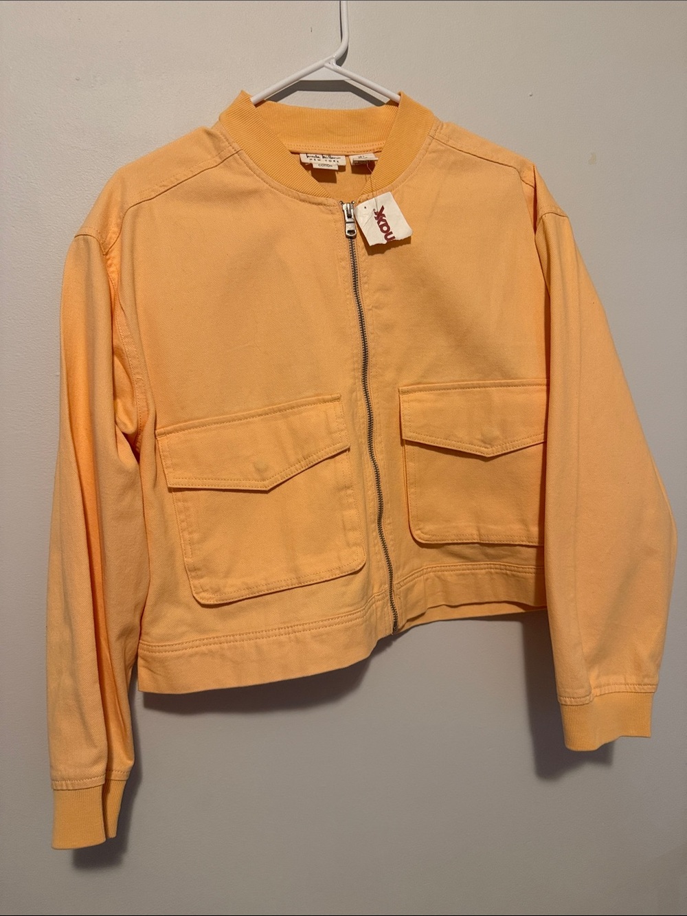 Nicole Miller Peach Zip-Front Bomber Jacket
